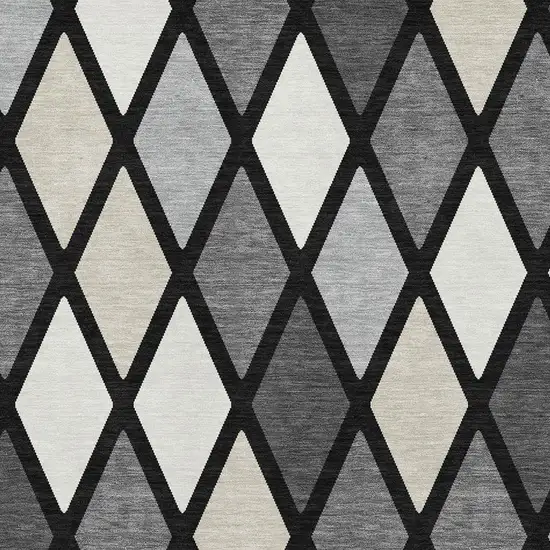 Black Ivory And Gray Geometric Washable Area Rug With UV Protection Photo 3