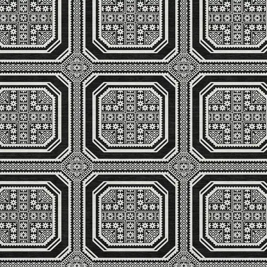 Black Ivory And Gray Geometric Washable Area Rug With UV Protection Photo 4