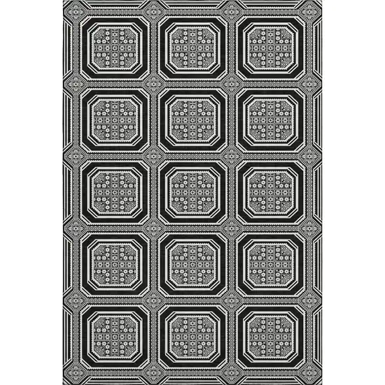 Black Ivory And Gray Geometric Washable Area Rug With UV Protection Photo 6