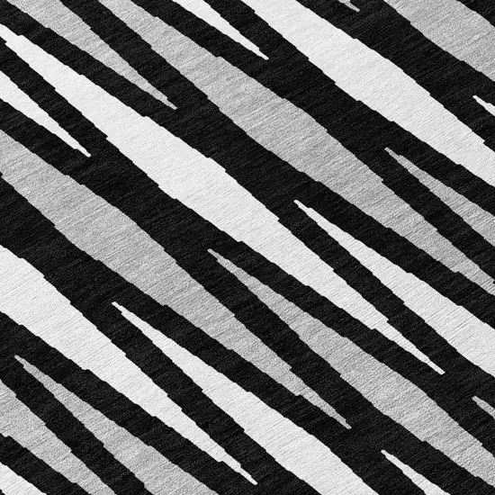 Black Ivory And Gray Geometric Washable Indoor Outdoor Area Rug Photo 8