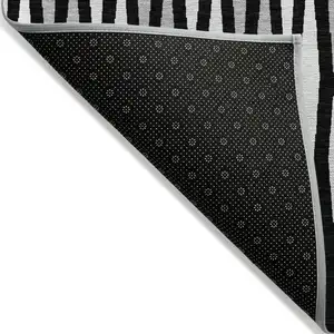 Photo of Black Ivory And Gray Geometric Washable Indoor Outdoor Area Rug