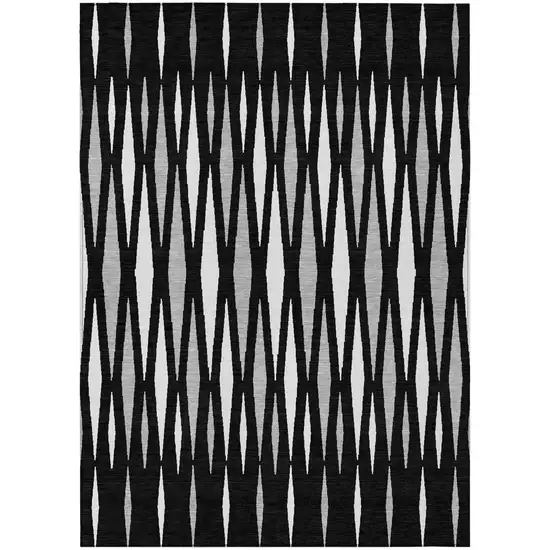 Black Ivory And Gray Geometric Washable Indoor Outdoor Area Rug Photo 2