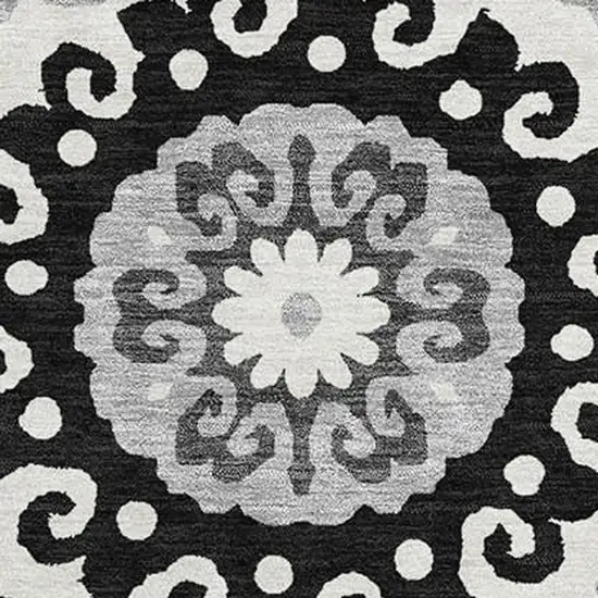 Black Ivory And Gray Medallion Washable Area Rug With UV Protection Photo 3