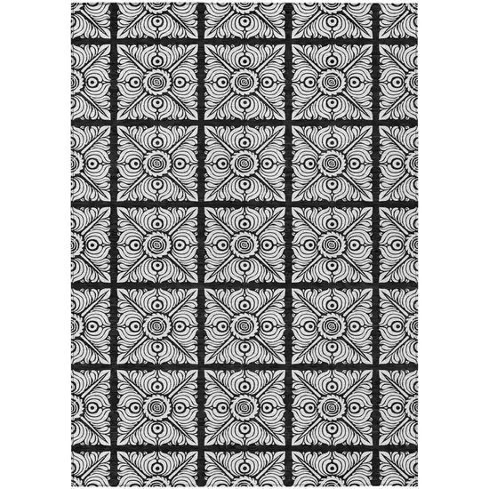 Black Ivory And Gray Medallion Washable Indoor Outdoor Area Rug Photo 2