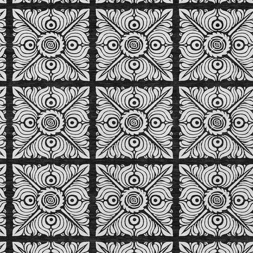 Black Ivory And Gray Medallion Washable Indoor Outdoor Area Rug Photo 7