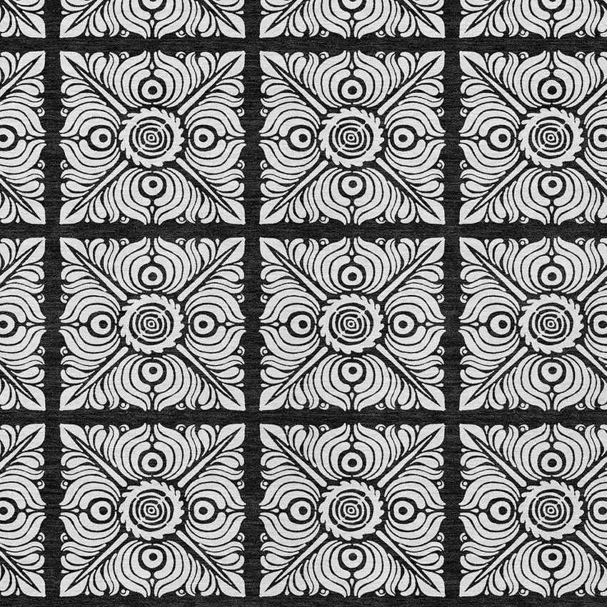 Black Ivory And Gray Medallion Washable Indoor Outdoor Area Rug Photo 7