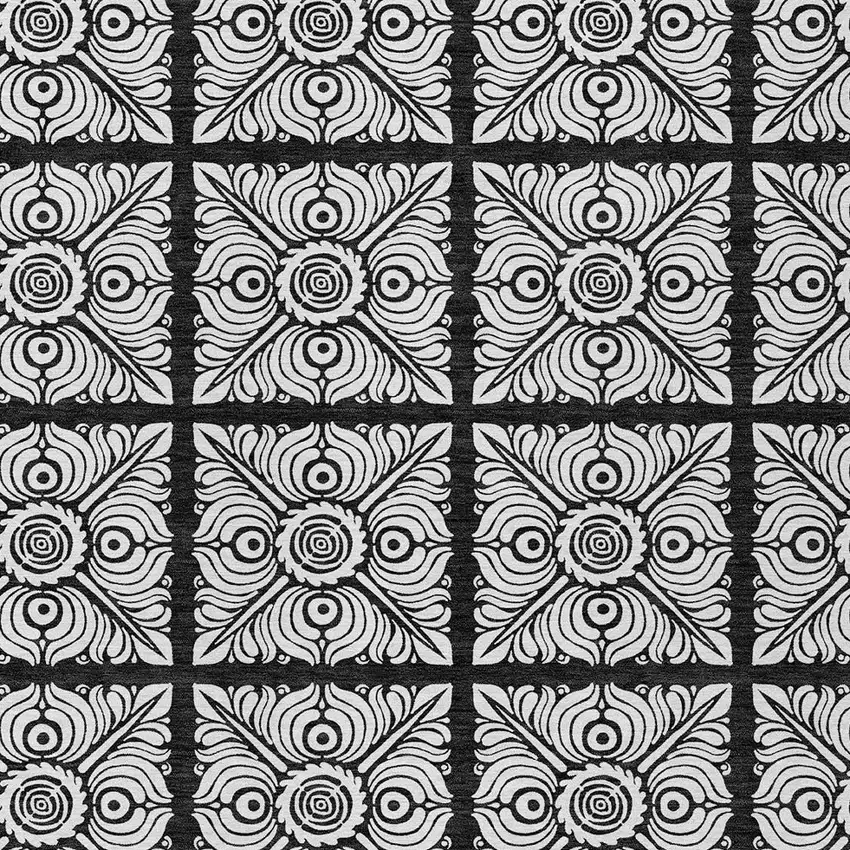 Black Ivory And Gray Medallion Washable Indoor Outdoor Area Rug Photo 7