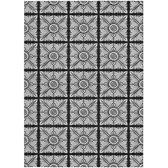 Black Ivory And Gray Medallion Washable Indoor Outdoor Area Rug Photo 8