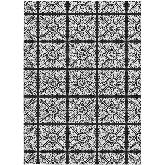 Black Ivory And Gray Medallion Washable Indoor Outdoor Area Rug Photo 8