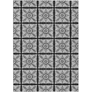 Photo of Black Ivory And Gray Medallion Washable Indoor Outdoor Area Rug