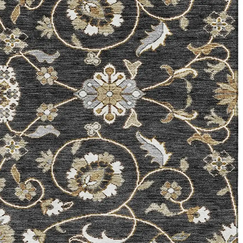 Black Ivory And Gray Moroccan Washable Area Rug With UV Protection Photo 3