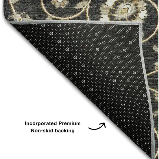 Black Ivory And Gray Moroccan Washable Area Rug With UV Protection Photo 6