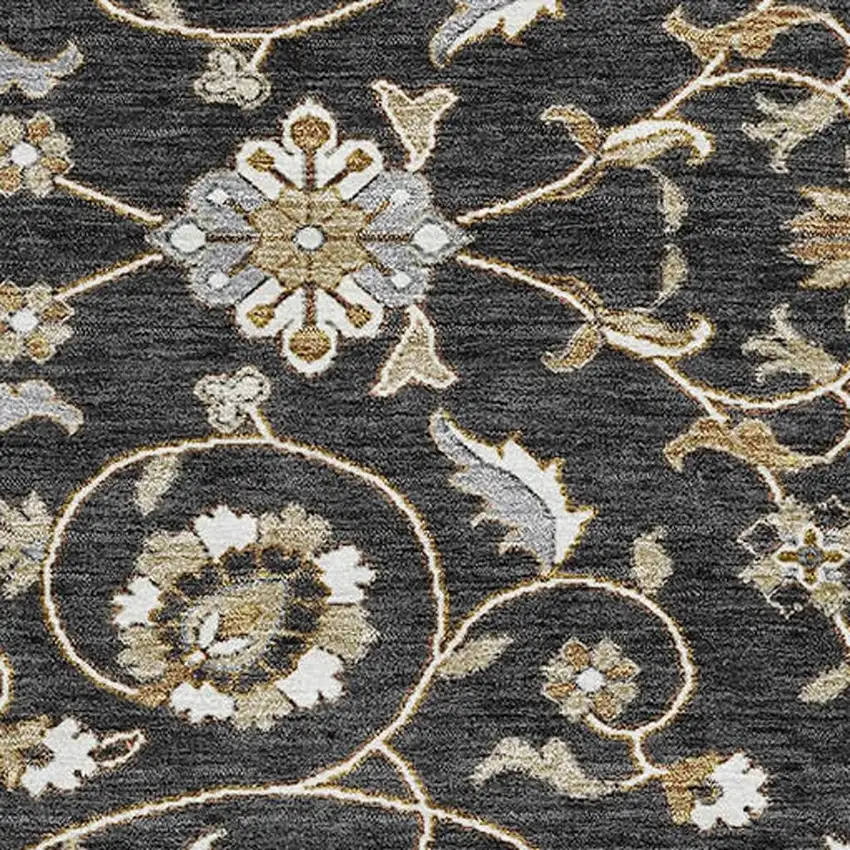 Black Ivory And Gray Moroccan Washable Area Rug With UV Protection Photo 2