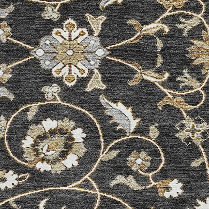 Black Ivory And Gray Moroccan Washable Area Rug With UV Protection Photo 2