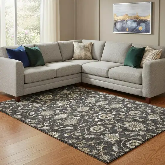 Black Ivory And Gray Moroccan Washable Area Rug With UV Protection Photo 2