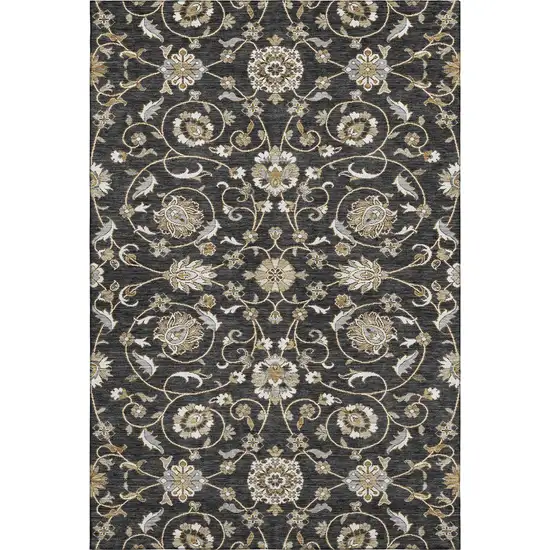 Black Ivory And Gray Moroccan Washable Area Rug With UV Protection Photo 1