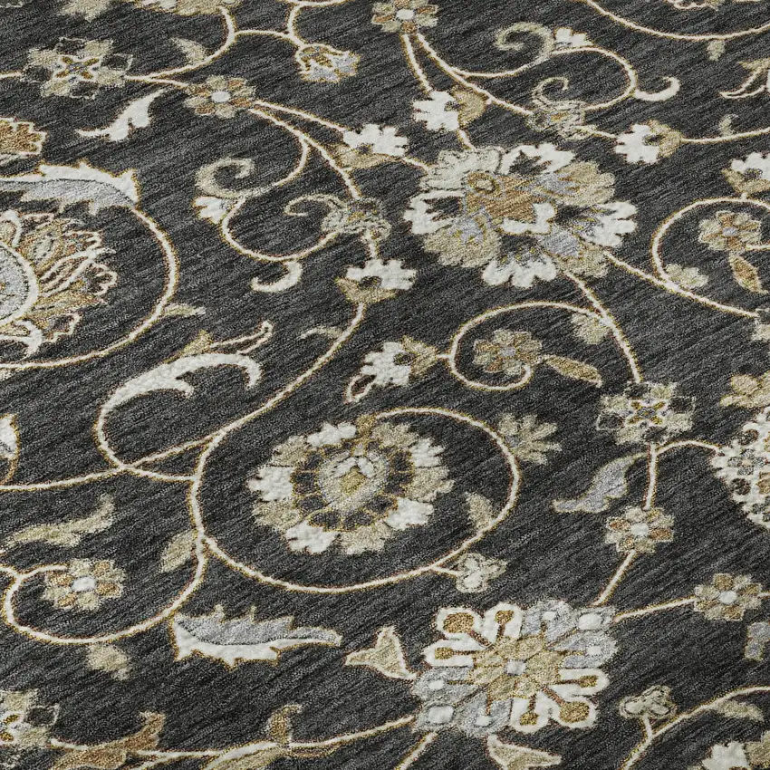 Black Ivory And Gray Moroccan Washable Area Rug With UV Protection Photo 9