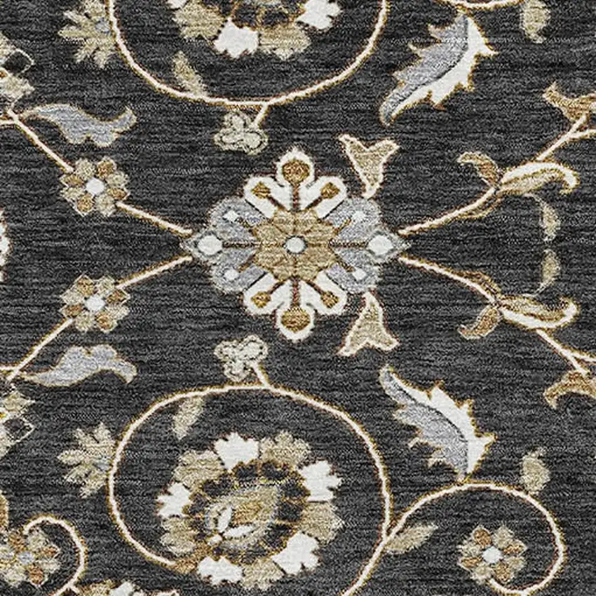 Black Ivory And Gray Moroccan Washable Area Rug With UV Protection Photo 2