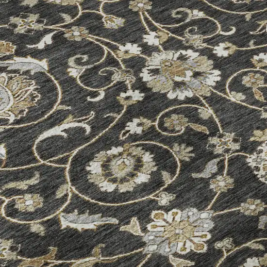 Black Ivory And Gray Moroccan Washable Area Rug With UV Protection Photo 9