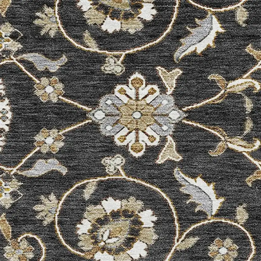 Black Ivory And Gray Moroccan Washable Area Rug With UV Protection Photo 2