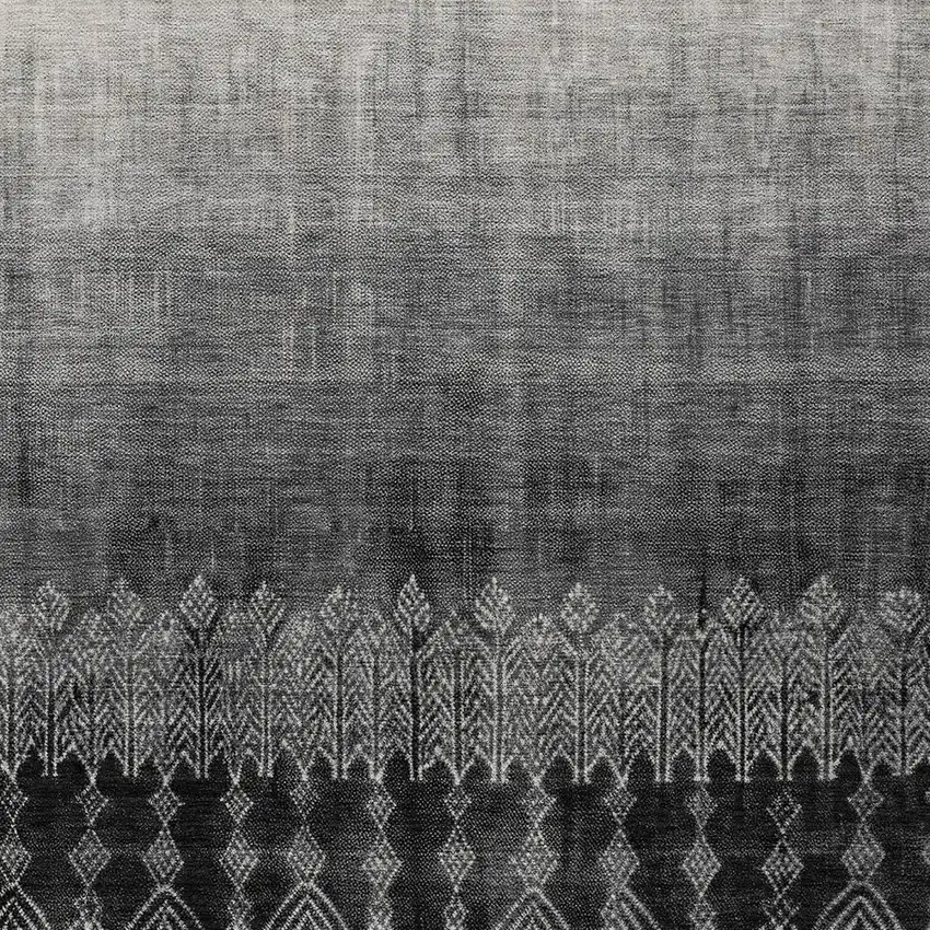 Black Ivory And Gray Ombre Washable Indoor Outdoor Area Rug Photo 5