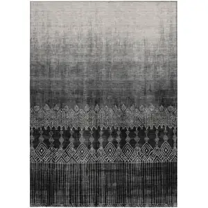 Photo of Black Ivory And Gray Ombre Washable Indoor Outdoor Area Rug