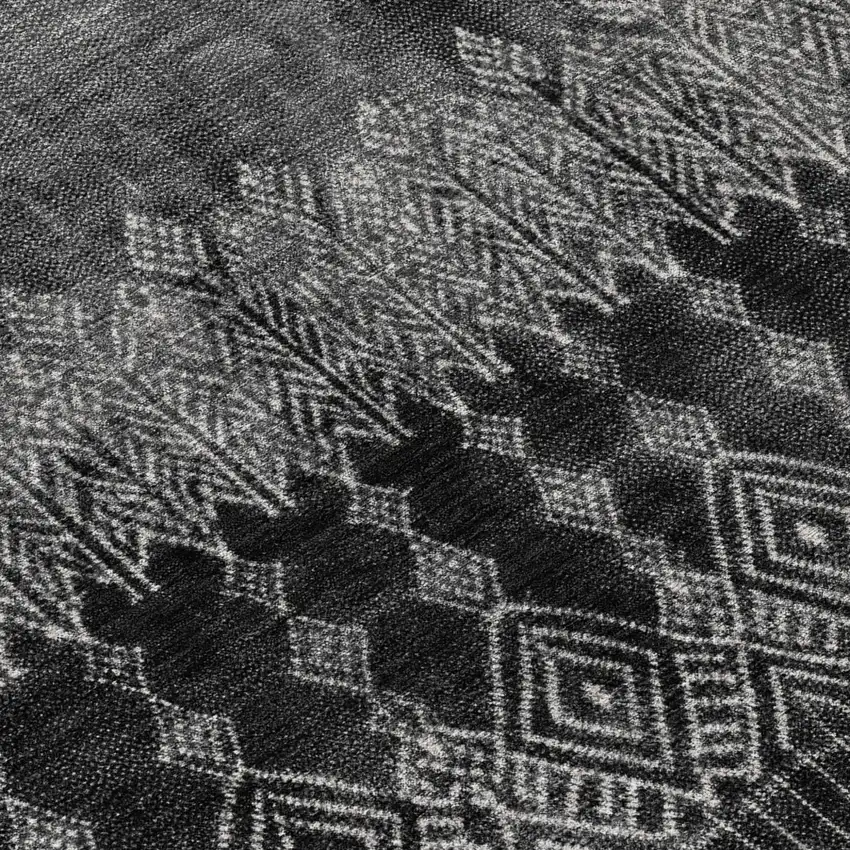Black Ivory And Gray Ombre Washable Indoor Outdoor Area Rug Photo 8
