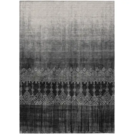 Black Ivory And Gray Ombre Washable Indoor Outdoor Area Rug Photo 2