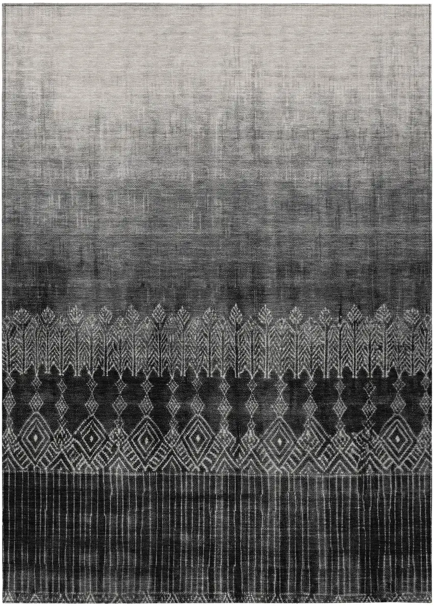 Black Ivory And Gray Ombre Washable Indoor Outdoor Area Rug Photo 2
