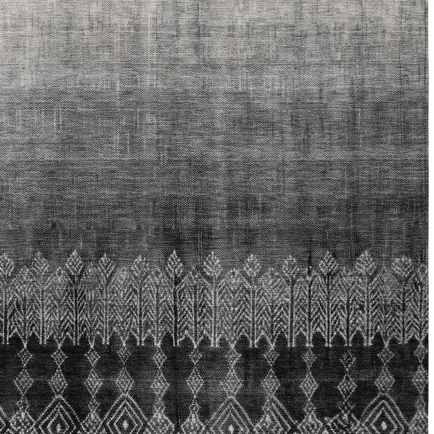 Black Ivory And Gray Ombre Washable Indoor Outdoor Area Rug Photo 5