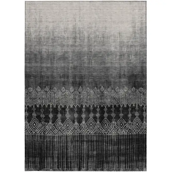 Black Ivory And Gray Ombre Washable Indoor Outdoor Area Rug Photo 5