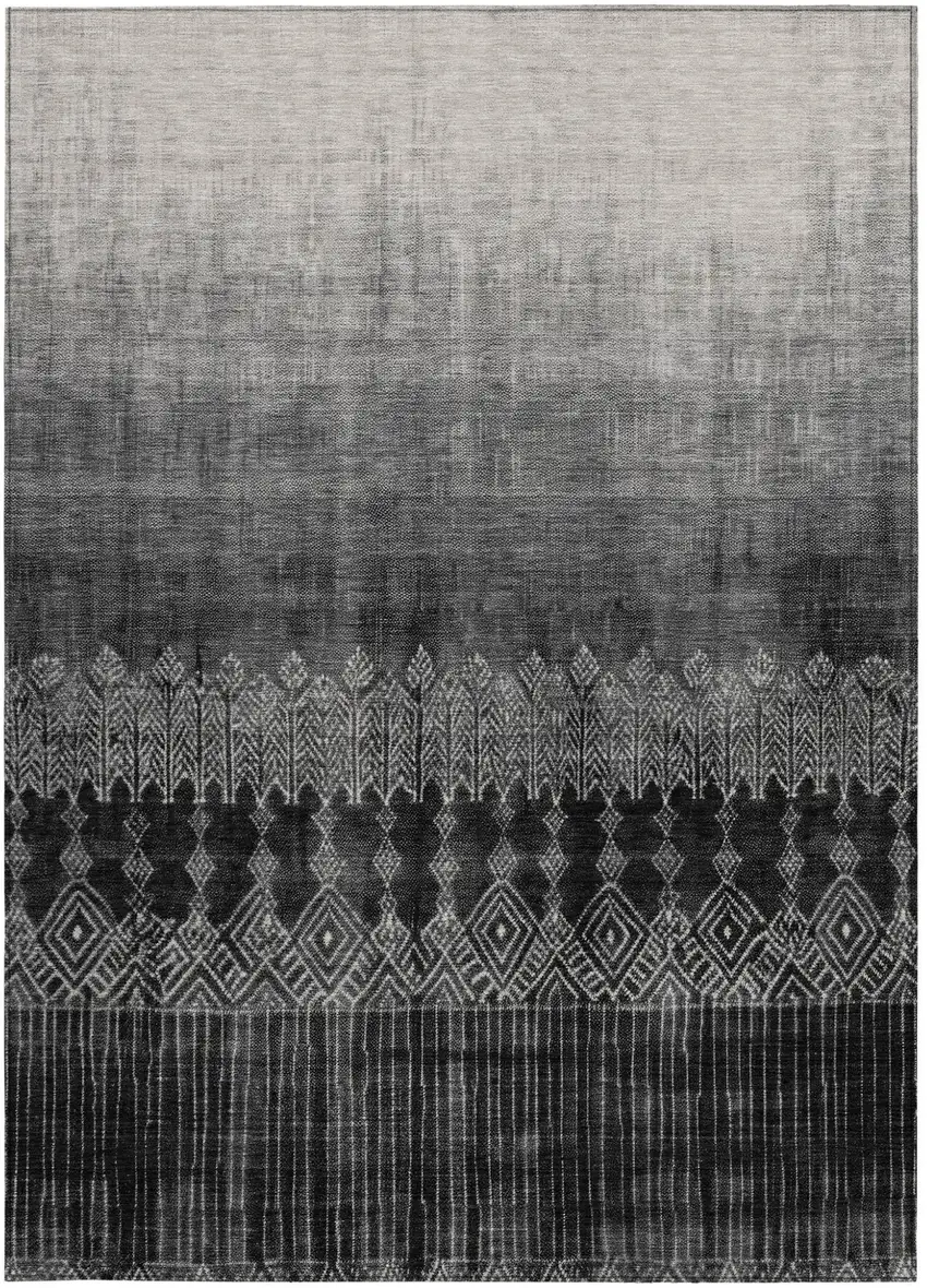 Black Ivory And Gray Ombre Washable Indoor Outdoor Area Rug Photo 5