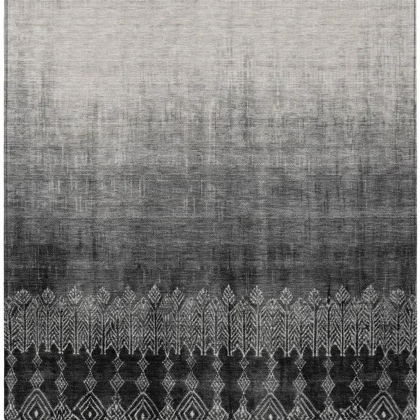 Black Ivory And Gray Ombre Washable Indoor Outdoor Area Rug Photo 6