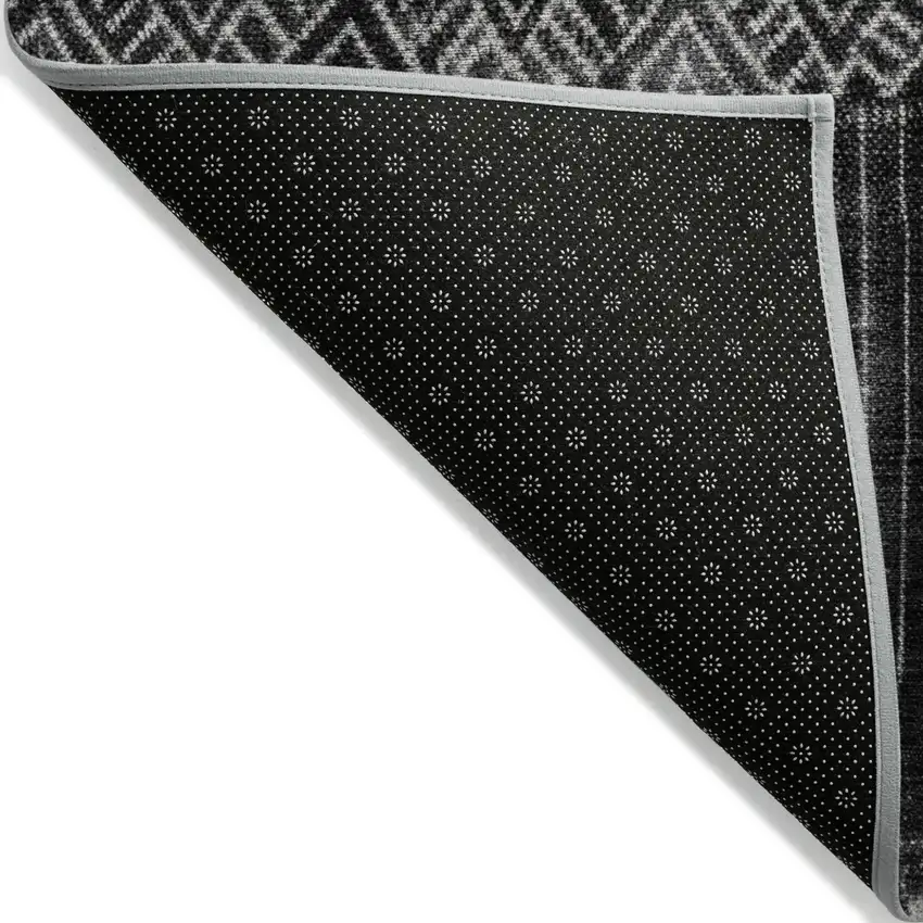 Black Ivory And Gray Ombre Washable Indoor Outdoor Area Rug Photo 3