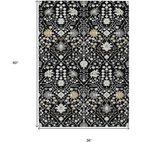 Black Ivory And Gray Oriental Washable Indoor Outdoor Area Rug Photo 3