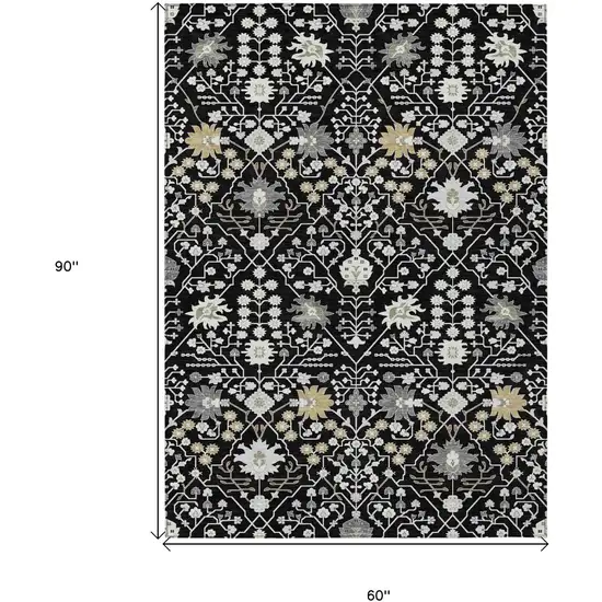 Black Ivory And Gray Oriental Washable Indoor Outdoor Area Rug Photo 6
