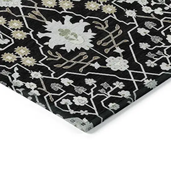 Black Ivory And Gray Oriental Washable Indoor Outdoor Area Rug Photo 4