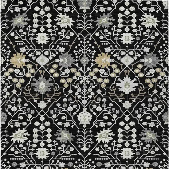Black Ivory And Gray Oriental Washable Indoor Outdoor Area Rug Photo 5