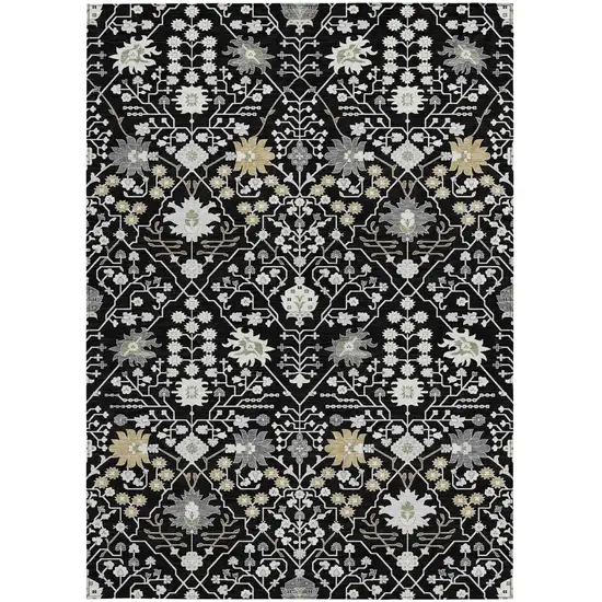 Black Ivory And Gray Oriental Washable Indoor Outdoor Area Rug Photo 6
