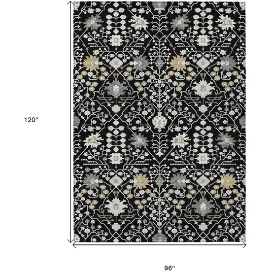 Black Ivory And Gray Oriental Washable Indoor Outdoor Area Rug Photo 3