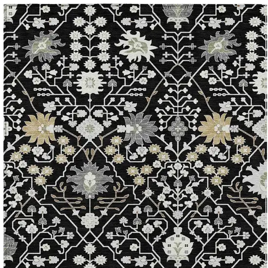 Black Ivory And Gray Oriental Washable Indoor Outdoor Area Rug Photo 5