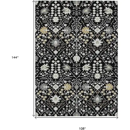 Black Ivory And Gray Oriental Washable Indoor Outdoor Area Rug Photo 3