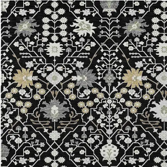 Black Ivory And Gray Oriental Washable Indoor Outdoor Area Rug Photo 5