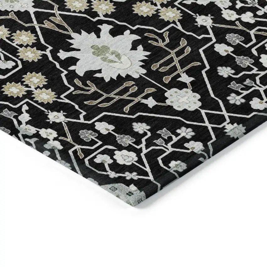Black Ivory And Gray Oriental Washable Indoor Outdoor Area Rug Photo 4