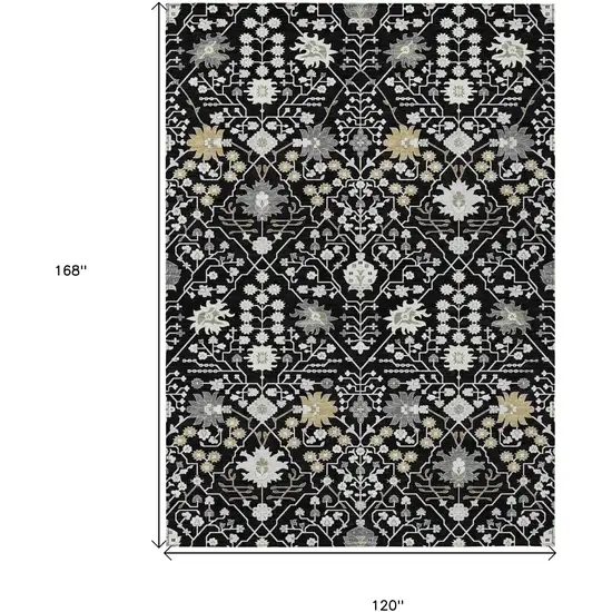 Black Ivory And Gray Oriental Washable Indoor Outdoor Area Rug Photo 3