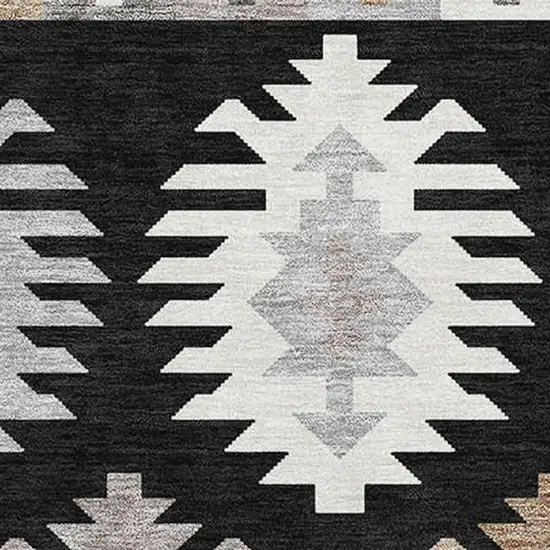 Black Ivory And Gray Southwestern Washable Area Rug With UV Protection Photo 2