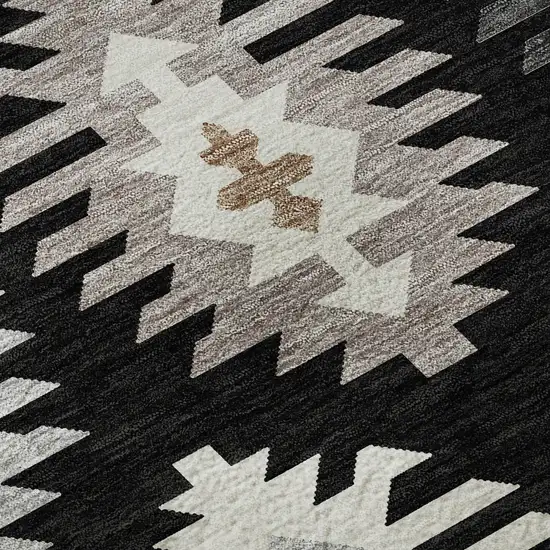Black Ivory And Gray Southwestern Washable Area Rug With UV Protection Photo 9