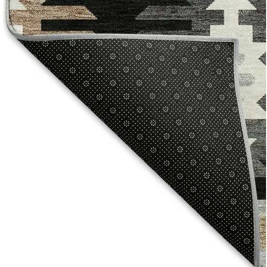 Black Ivory And Gray Southwestern Washable Area Rug With UV Protection Photo 6