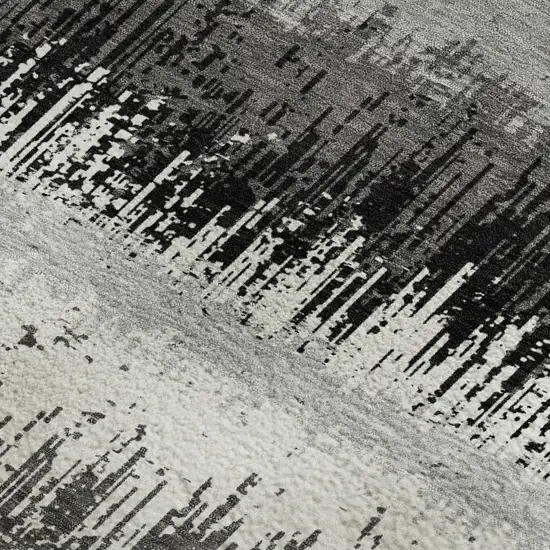 Black Ivory And Gray Striped Washable Area Rug With UV Protection Photo 2