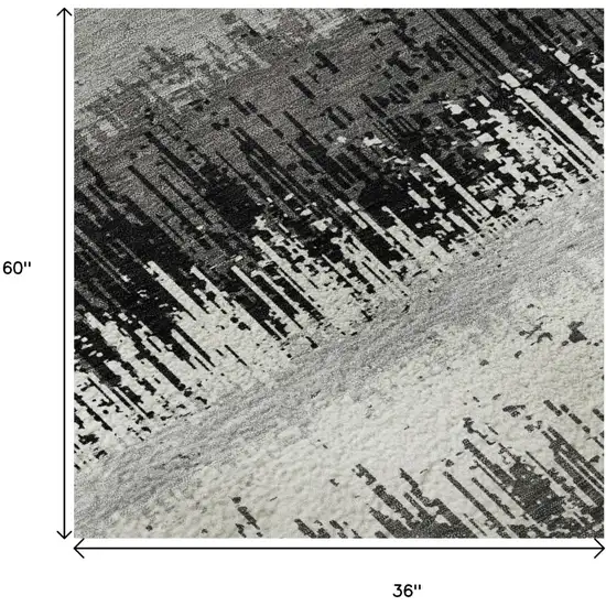 Black Ivory And Gray Striped Washable Area Rug With UV Protection Photo 9